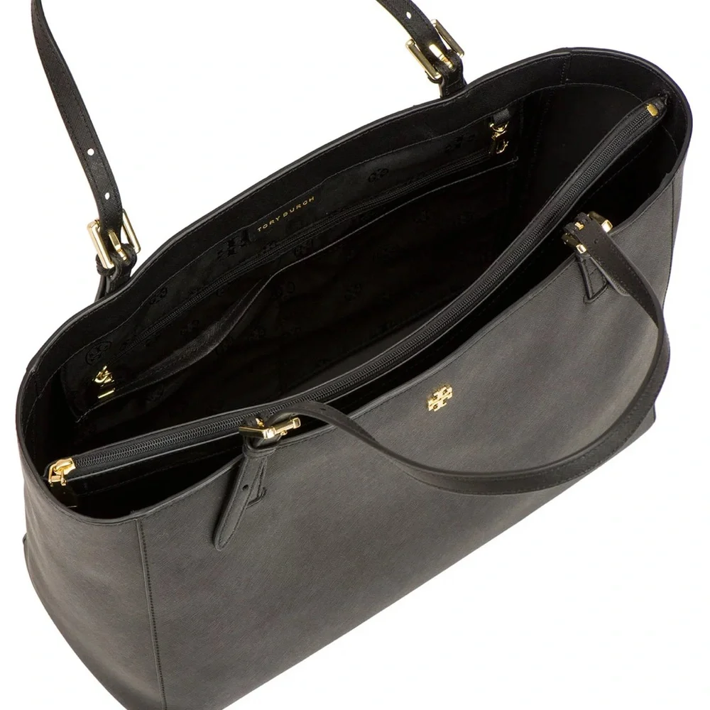 Tory Burch Large York Black Leather Buckle Tote ✨Excellent Condition Retail $598 - Picture 12 of 13